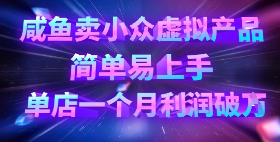 咸鱼卖小众虚拟产品，简单易上手，单店一个月利润破W-E网资源