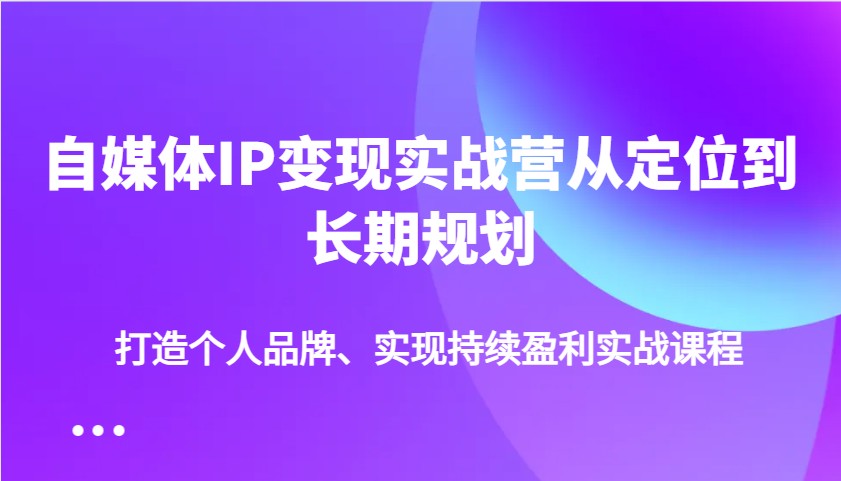 自媒体IP变现实战营从定位到长期规划，打造个人品牌、实现持续盈利实战课程-E网资源