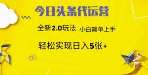 今日头条代运营,新2.0玩法,小白轻松做,每日实现躺Z5张【揭秘】-E网资源