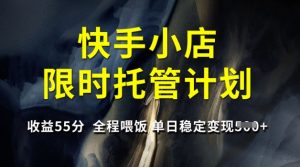 快手小店限时托管计划，收益55分，全程喂饭，单日稳定变现5张【揭秘】-E网资源