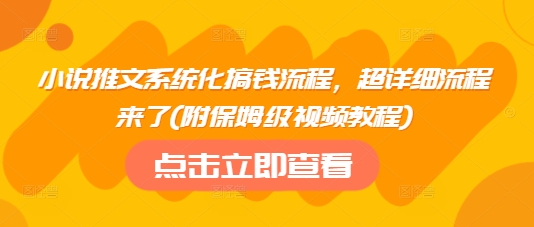 小说推文系统化搞钱流程，超详细流程来了(附保姆级视频教程)-E网资源