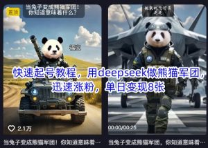 快速起号教程，用deepseek做熊猫军团，迅速涨粉，单日变现8张-E网资源