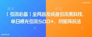 【引流必备】全网首发咸鱼引流黑科技，单日曝光引流500+，附矩阵玩法【揭秘】-E网资源