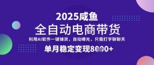 全网首发【闲鱼全自动电商带货】三年磨一剑，一朝露锋芒，单月稳定变现8k+【揭秘】-E网资源