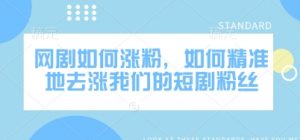 网剧如何涨粉，如何精准地去涨我们的短剧粉丝-E网资源