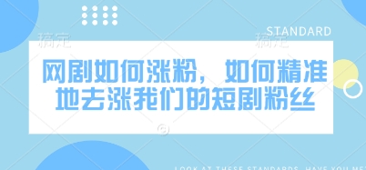 网剧如何涨粉，如何精准地去涨我们的短剧粉丝-E网资源