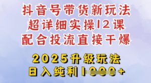 2025全新升级抖音带货玩法，一天纯利四位数，从剪辑到选品再到发布投流，超详细玩法揭秘-E网资源