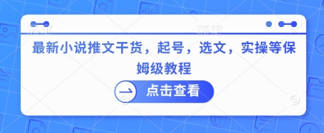 最新小说推文干货，起号，选文，实操等保姆级教程-E网资源