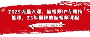 2025流量大课：短视频IP专题技能课，25年最棒的短视频课程-E网资源