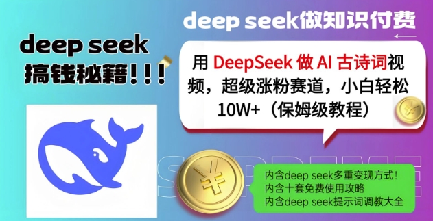 用DeepSeek做AI古诗词视频，超级涨粉赛道，小白轻松涨粉10W+(保姆级教程)-E网资源