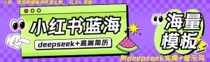 Deepseek+小红书简历蓝海赛道，24小时网盘自动发货，零成本，不限时间地点，日入四位数-E网资源