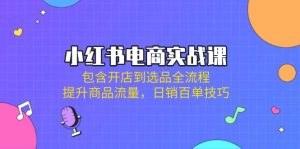 小红书电商实战课：包含开店到选品全流程，提升商品流量，日销百单技巧-E网资源