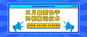 三月最新快手同框搬运技术，无需混剪 条条出爆款 安卓苹果通用-E网资源
