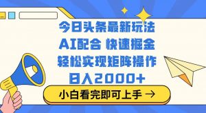今日头条最新玩法，思路简单，复制粘贴，轻松实现矩阵日入2000+-E网资源