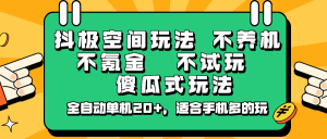 抖极空间玩法，不养机，不氪金，不试玩，傻瓜式玩法，全自动单机20+，适合手机多的玩-E网资源