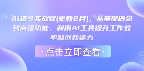 AI指令实战课(更新2月)，从基础概念到高级功能，利用AI工具提升工作效率和创新能力-E网资源