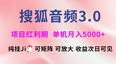 搜狐音频挂ji3.0.可矩阵可放大，独家技术，稳定月入5000+【揭秘】-E网资源