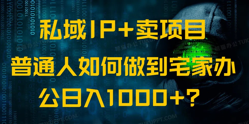 私域IP+卖项目，普通人如何做到宅家办公实现日入1000+-E网资源