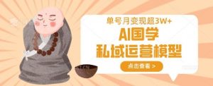 AI国学私域运营模型，单号月变现过W-E网资源