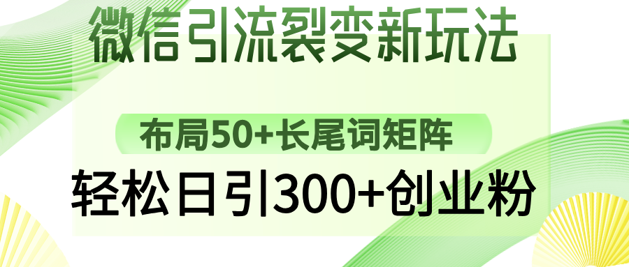 微信引流裂变新玩法：布局50+长尾词矩阵，轻松日引300+创业粉-E网资源
