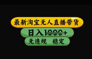 最新淘宝无人直播带货，日入几张，不违规不封号稳定，3月中旬研究的独家技术，操作简单【揭秘】-E网资源