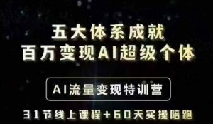 五大体系成就百万变现AI超级个体- AI流量变现特训营，一步一步教你一个人怎么年入百W-E网资源
