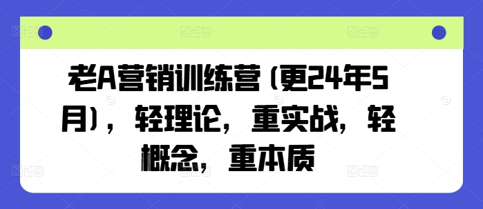 老A营销训练营(更25年3月)，轻理论，重实战，轻概念，重本质-E网资源