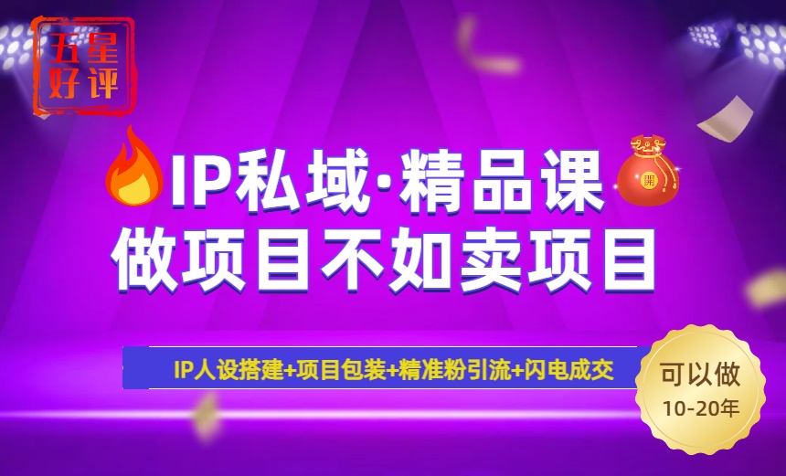 2025年“IP私域·密训精品课”，日赚3000+小白避坑年赚百万，暴力引流…-E网资源