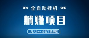 全自动挂机项目 月入3w+ 真正躺平项目 不吃电脑配置 当天见收益-E网资源