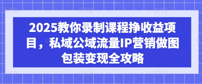 2025教你录制课程挣收益项目，私域公域流量IP营销做图包装变现全攻略-E网资源