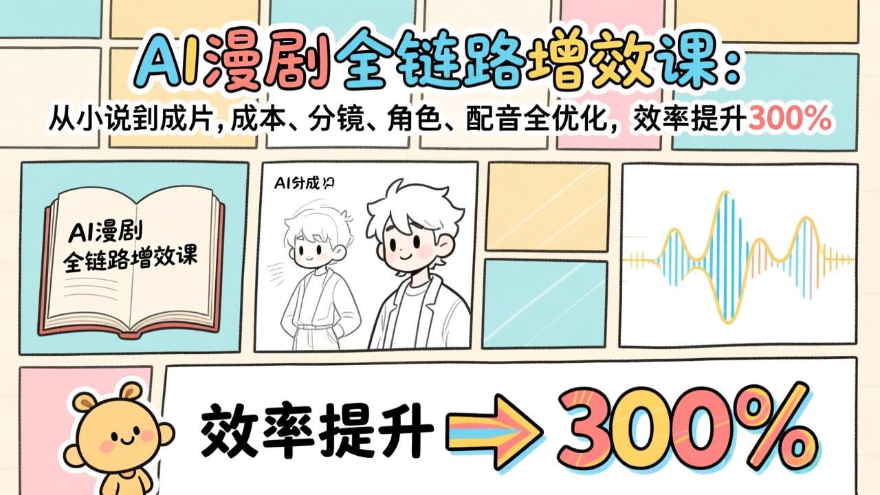 AI漫剧全链路增效课：从小说到成片，成本、分镜、角色、配音全优化，效率提升300%-E网资源