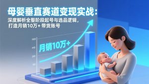 母婴垂直赛道变现实战：深度解析三大阶段起号与选品逻辑，打造月销10万+带货账号-E网资源