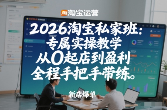 2026淘宝私家班：专属实操教学，从0起店到盈利，全程手把手带练-E网资源