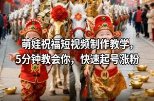 萌娃祝福短视频制作教学，5分钟教会你，快速起号涨粉-E网资源
