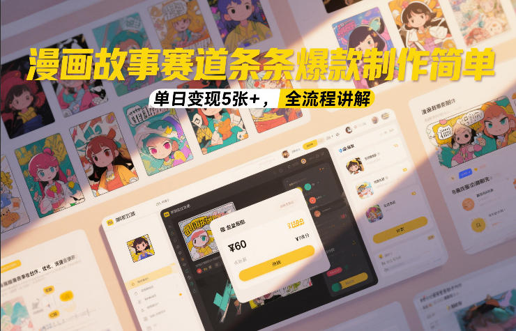 漫画故事赛道条条爆款制作简单，单日变现5张+，全流程讲解-E网资源