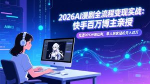 2026AI漫剧全流程变现实战：快手百万博主亲授，吃透90%分账红利，单人居家轻松月入过万-E网资源