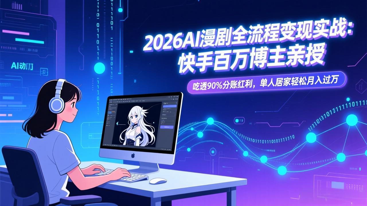 2026AI漫剧全流程变现实战:快手百万博主亲授,吃透90%分账红利,单人居家轻松月入过万-E网资源