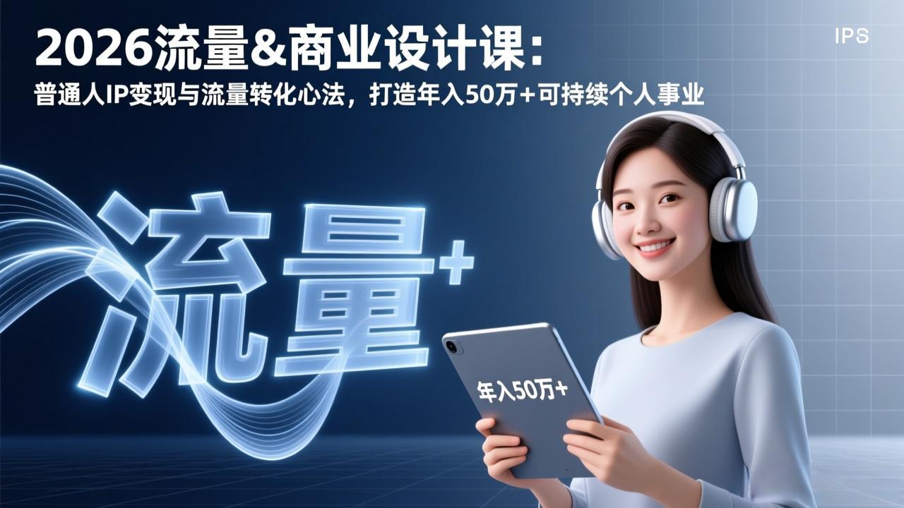 2026流量&商业设计课：普通人IP变现与流量转化心法，打造年入50万+可持续个人事业-E网资源