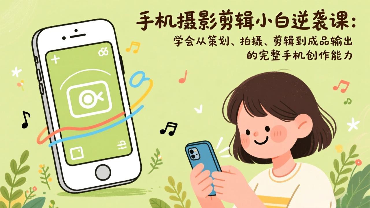 手机摄影剪辑小白逆袭课：学会从策划、拍摄、剪辑到成品输出的完整手机创作能力-E网资源