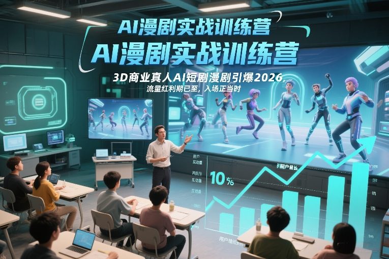 AI漫剧实战训练营，3D商业真人AI短剧漫剧引爆2026，流量红利期已至，入场正当时-E网资源