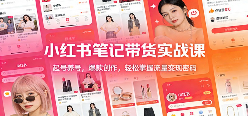 小红书笔记带货实战课：起号养号，爆款创作，轻松掌握流量变现密码-E网资源