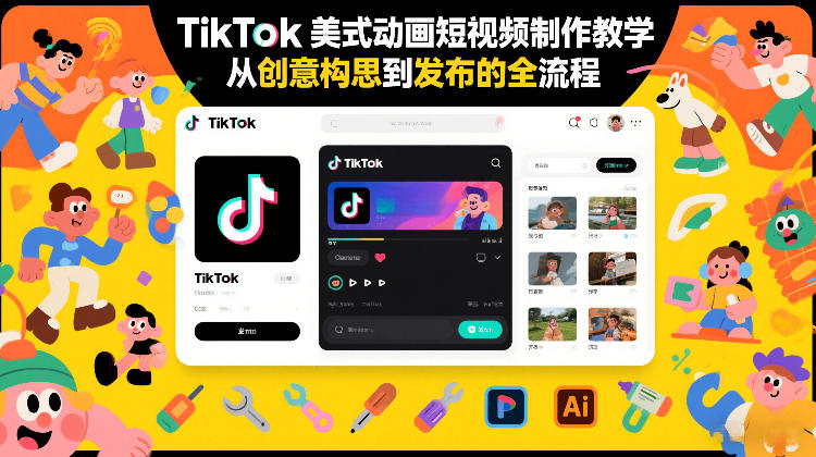 TikTok美式动画短视频制作教学，从创意构思到发布的全流程-E网资源
