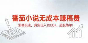 番茄小说无成本赚稿费邪修玩法，真实日入1000+，超级简单！-E网资源