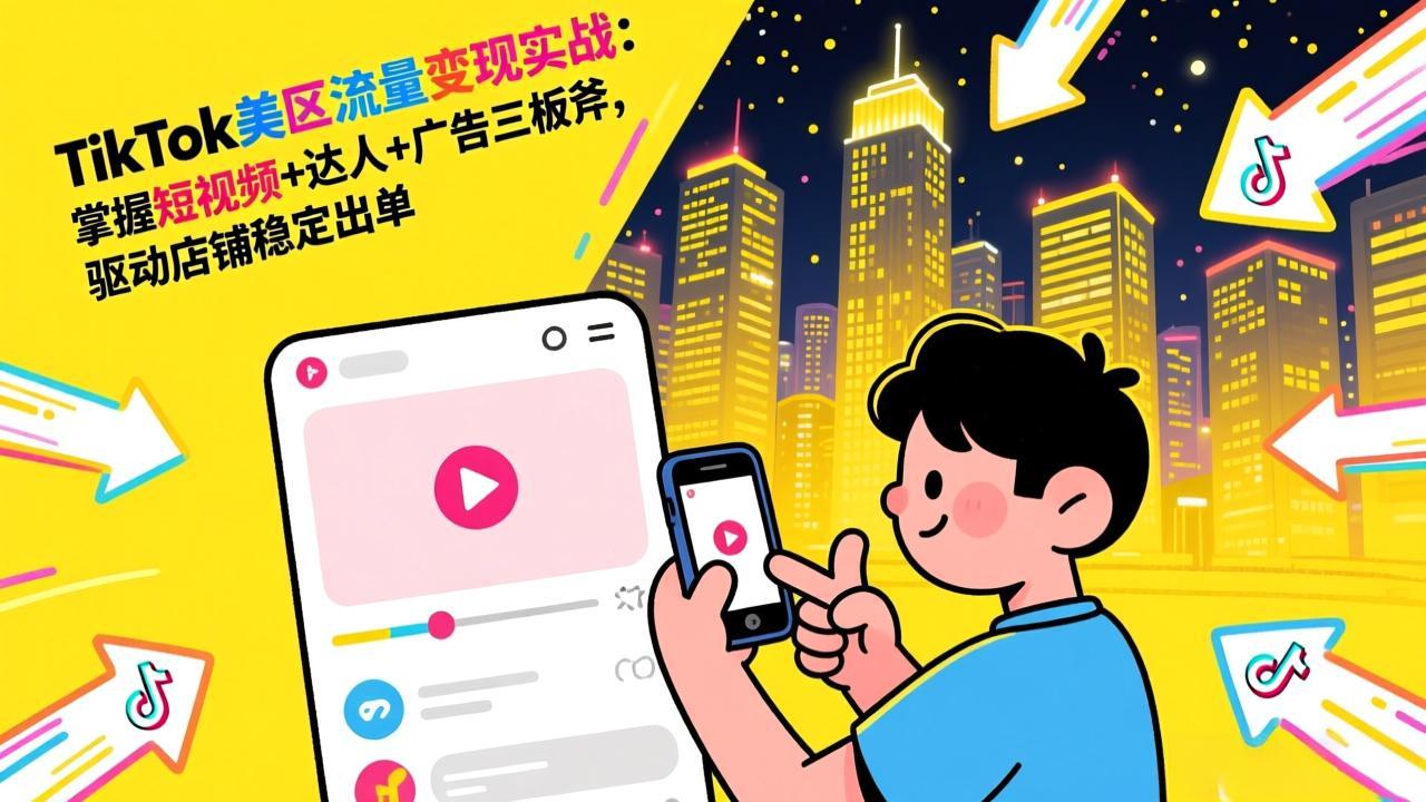 TikTok美区流量变现实战:掌握短视频+达人+广告三板斧,驱动店铺稳定出单-E网资源