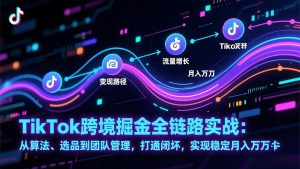TikTok跨境掘金全链路实战：从算法、选品到团队管理，打通闭环，实现稳定月入万刀-E网资源