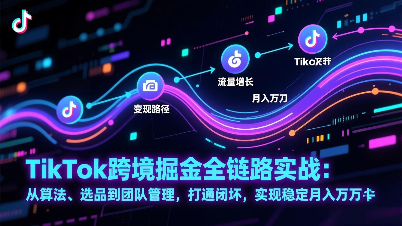 TikTok跨境掘金全链路实战：从算法、选品到团队管理，打通闭环，实现稳定月入万刀-E网资源
