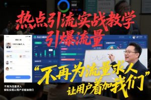 热点引流实战教学，引爆流量，不再为流量求人，轻松实现让用户求着加我们-E网资源
