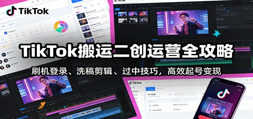 图片[1]-TikTok搬运二创运营全攻略：刷机登录、洗稿剪辑 、过中技巧，高效起号变现-E网资源
