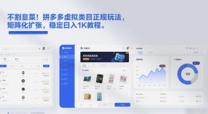 不割韭菜！拼多多虚拟类目正规玩法，矩阵化扩张，稳定日入1K教程【揭秘】-E网资源