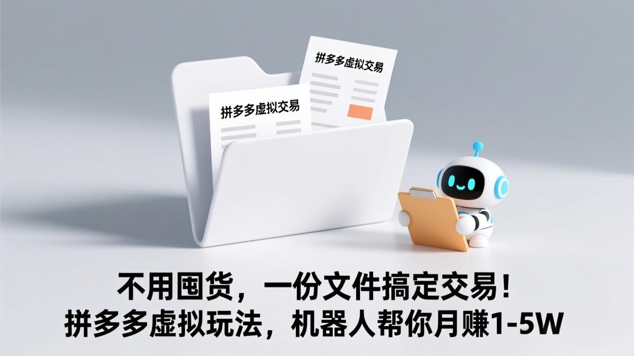 不用囤货，一份文件搞定交易！拼多多虚拟玩法，机器人帮你月赚 1-5W-E网资源